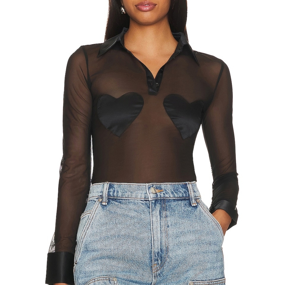 New! Heart Patch Bodysuit Fleur du Mal - Small or X-Small